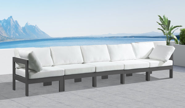 Nizuc Waterproof Fabric / Aluminum / Foam Contemporary White Waterproof Fabric Outdoor Patio Modular Sofa - 150" W x 30" D x 34" H