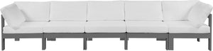 Nizuc Waterproof Fabric / Aluminum / Foam Contemporary White Waterproof Fabric Outdoor Patio Modular Sofa - 150" W x 30" D x 34" H