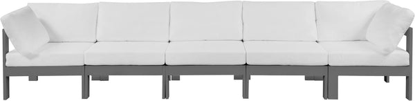 Nizuc Waterproof Fabric / Aluminum / Foam Contemporary White Waterproof Fabric Outdoor Patio Modular Sofa - 150" W x 30" D x 34" H
