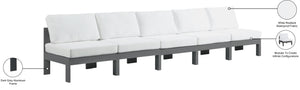 Nizuc Waterproof Fabric / Aluminum / Foam Contemporary White Waterproof Fabric Outdoor Patio Modular Sofa - 150" W x 30" D x 34" H