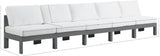 Nizuc Waterproof Fabric / Aluminum / Foam Contemporary White Waterproof Fabric Outdoor Patio Modular Sofa - 150" W x 30" D x 34" H