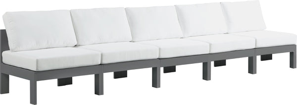 Nizuc Waterproof Fabric / Aluminum / Foam Contemporary White Waterproof Fabric Outdoor Patio Modular Sofa - 150" W x 30" D x 34" H
