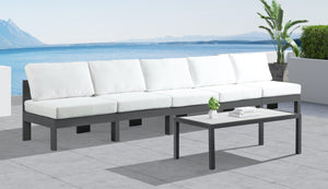 Nizuc Waterproof Fabric / Aluminum / Foam Contemporary White Waterproof Fabric Outdoor Patio Modular Sofa - 150" W x 30" D x 34" H