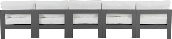 Nizuc Waterproof Fabric / Aluminum / Foam Contemporary White Waterproof Fabric Outdoor Patio Modular Sofa - 150" W x 30" D x 34" H