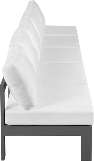 Nizuc Waterproof Fabric / Aluminum / Foam Contemporary White Waterproof Fabric Outdoor Patio Modular Sofa - 150" W x 30" D x 34" H