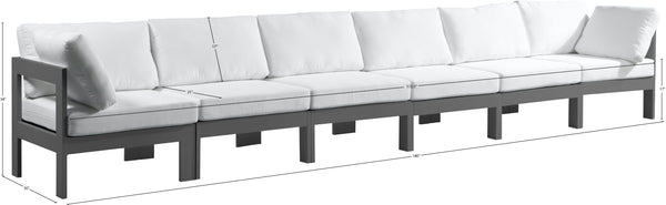 Nizuc Waterproof Fabric / Aluminum / Foam Contemporary White Waterproof Fabric Outdoor Patio Modular Sofa - 180" W x 30" D x 34" H
