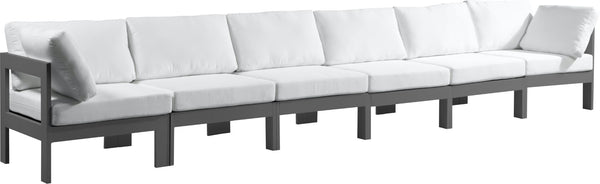 Nizuc Waterproof Fabric / Aluminum / Foam Contemporary White Waterproof Fabric Outdoor Patio Modular Sofa - 180" W x 30" D x 34" H