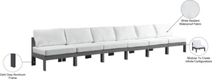 Nizuc Waterproof Fabric / Aluminum / Foam Contemporary White Waterproof Fabric Outdoor Patio Modular Sofa - 180" W x 30" D x 34" H