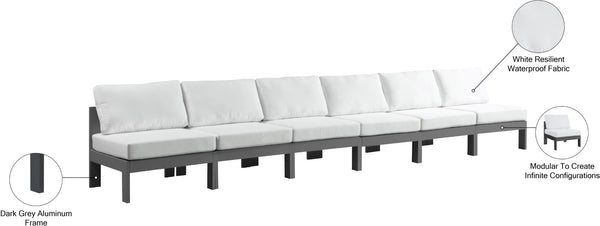 Nizuc Waterproof Fabric / Aluminum / Foam Contemporary White Waterproof Fabric Outdoor Patio Modular Sofa - 180" W x 30" D x 34" H