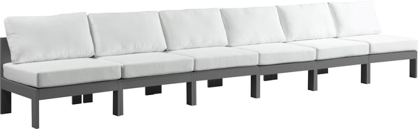 Nizuc Waterproof Fabric / Aluminum / Foam Contemporary White Waterproof Fabric Outdoor Patio Modular Sofa - 180" W x 30" D x 34" H