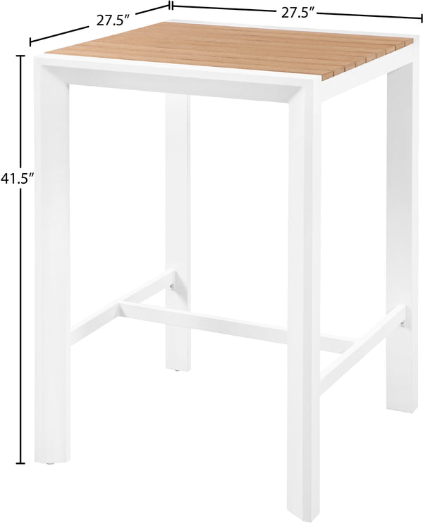 Nizuc Aluminum / Plastic Contemporary Brown Plastic Wood Accent Paneling Outdoor Patio Aluminum Square Bar Table - 27.5" W x 27.5" D x 41.5" H