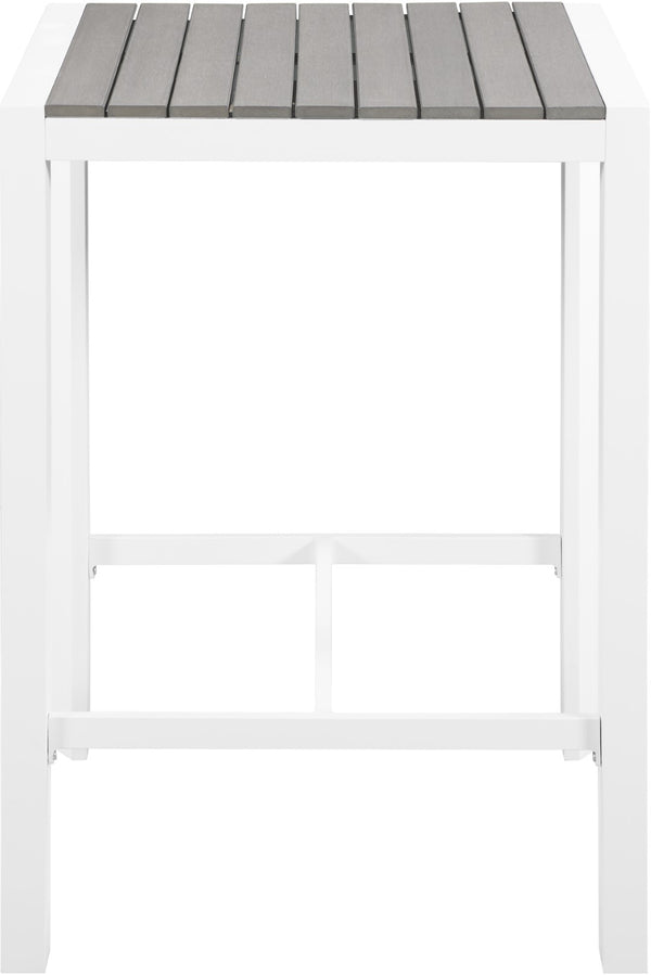 Nizuc Aluminum / Plastic Contemporary Brown Plastic Wood Accent Paneling Outdoor Patio Aluminum Square Bar Table - 27.5" W x 27.5" D x 41.5" H