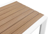 Nizuc Aluminum / Plastic Contemporary Brown Plastic Wood Accent Paneling Outdoor Patio Aluminum Rectangle Bar Table - 59.5" W x 23.5" D x 41.5" H