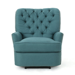 Salomo Tufted Dark Teal Fabric Power Recliner Noble House