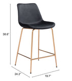 Zuo Modern Tony 100% Polyester, Plywood, Steel Modern Commercial Grade Counter Stool Black, Gold 100% Polyester, Plywood, Steel