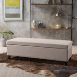 York Wheat Fabric Storage Ottoman Noble House