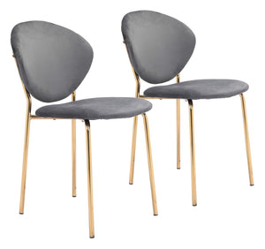 Zuo Modern Clyde 100% Polyester, Plywood, Steel Modern Commercial Grade Dining Chair Set - Set of 2 Dark Gray, Gold 100% Polyester, Plywood, Steel