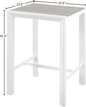 Nizuc Aluminum / Plastic Contemporary Grey Plastic Wood Accent Paneling Outdoor Patio Aluminum Square Bar Table - 27.5" W x 27.5" D x 41.5" H