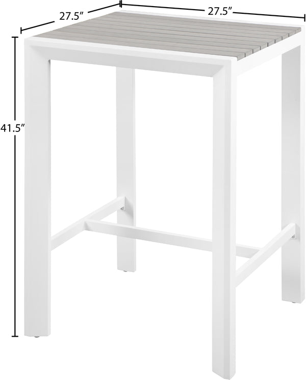 Nizuc Aluminum / Plastic Contemporary Grey Plastic Wood Accent Paneling Outdoor Patio Aluminum Square Bar Table - 27.5" W x 27.5" D x 41.5" H