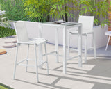 Nizuc Aluminum / Plastic Contemporary Grey Plastic Wood Accent Paneling Outdoor Patio Aluminum Square Bar Table - 27.5" W x 27.5" D x 41.5" H