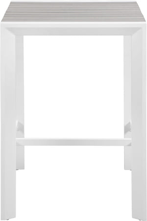 Nizuc Aluminum / Plastic Contemporary Grey Plastic Wood Accent Paneling Outdoor Patio Aluminum Square Bar Table - 27.5" W x 27.5" D x 41.5" H