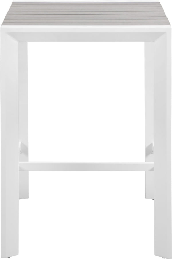 Nizuc Aluminum / Plastic Contemporary Grey Plastic Wood Accent Paneling Outdoor Patio Aluminum Square Bar Table - 27.5" W x 27.5" D x 41.5" H