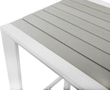 Nizuc Aluminum / Plastic Contemporary Grey Plastic Wood Accent Paneling Outdoor Patio Aluminum Square Bar Table - 27.5" W x 27.5" D x 41.5" H