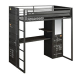 Cargo Scandinavian Storage Twin Loft Bed Gunmetal Finish 37965-ACME