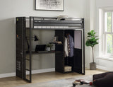 Cargo Scandinavian Storage Twin Loft Bed Gunmetal Finish 37965-ACME