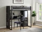 Cargo Scandinavian Storage Twin Loft Bed Gunmetal Finish 37965-ACME