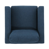 Noble House Holden Modern Fabric Swivel Club Chair, Navy Blue and Chrome
