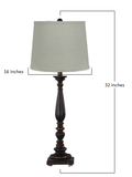 Distressed Black Traditional Table Lamp with Natural Shade