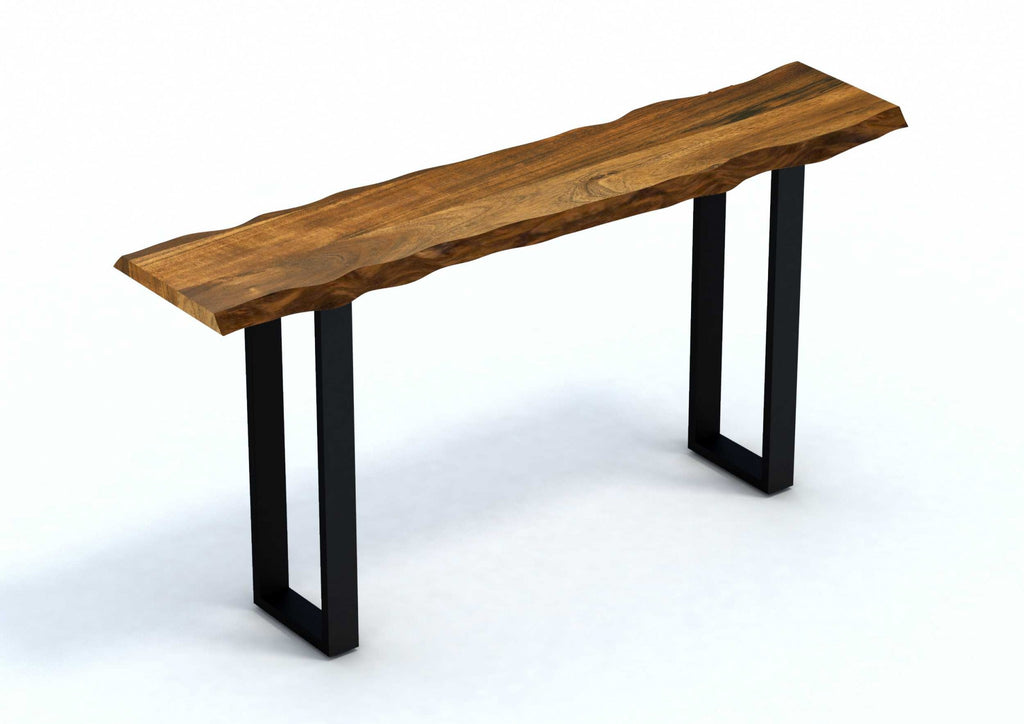 Live Edge Acacia Wood Console Table with Black Metal Legs