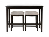 Perfecto Espresso Finish Sofa table with Two Bar Stools