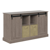 Modern Farmhouse TV Stand for TV's up to 65 Inches, Sliding Barn Style Doors