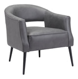 Zuo Modern Berkeley 100% Polyester, Plywood, Steel Modern Commercial Grade Accent Chair Vintage Gray, Black 100% Polyester, Plywood, Steel