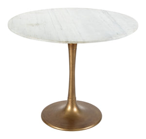 Zuo Modern Fullerton Marble, MDF, Steel, Aluminum Modern Commercial Grade Dining Table White, Gold Marble, MDF, Steel, Aluminum