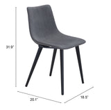 Zuo Modern Daniel 100% Polyester, Plywood, Steel Modern Commercial Grade Dining Chair Set - Set of 2 Gray, Black 100% Polyester, Plywood, Steel