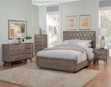 Alpine Furniture Shimmer Queen Panel Bed, Antique Grey 6600-01Q Antique Grey Pine Solids & Veneer 64 x 87.5 x 54