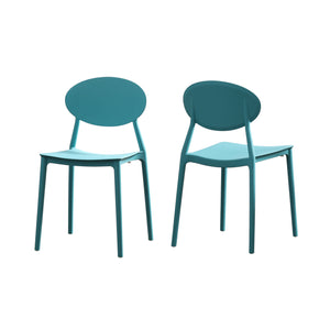 Noble House Westlake Outdoor Plastic Chairs (Set of 2), Teal