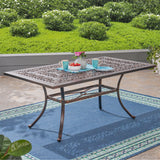 Tucson Outdoor Rectangular Cast Aluminum Dining Table, Shiny Copper Noble House