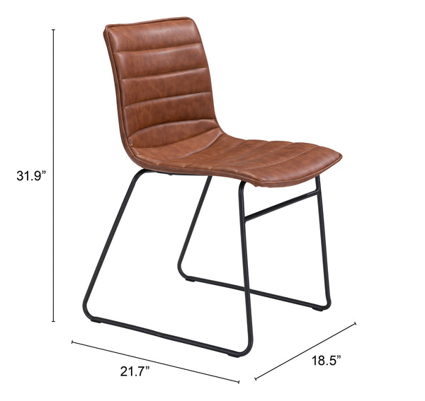 Zuo Modern Jack 100% Polyurethane, Plywood, Steel Modern Commercial Grade Dining Chair Set - Set of 2 Vintage Brown, Black 100% Polyurethane, Plywood, Steel