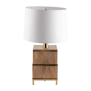 Sagebrook Home Contemporary Wood, 24"h Cylindrical Table Lamp, Gold/natural 50733 Gold Mango Wood