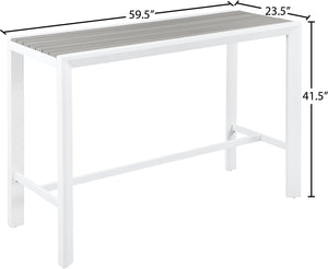 Nizuc Aluminum / Plastic Contemporary Grey Plastic Wood Accent Paneling Outdoor Patio Aluminum Rectangle Bar Table - 59.5" W x 23.5" D x 41.5" H