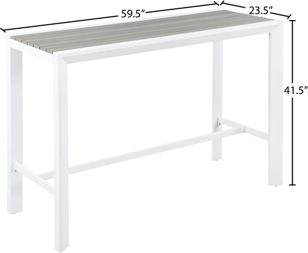 Nizuc Aluminum / Plastic Contemporary Grey Plastic Wood Accent Paneling Outdoor Patio Aluminum Rectangle Bar Table - 59.5" W x 23.5" D x 41.5" H