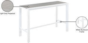 Nizuc Aluminum / Plastic Contemporary Grey Plastic Wood Accent Paneling Outdoor Patio Aluminum Rectangle Bar Table - 59.5" W x 23.5" D x 41.5" H