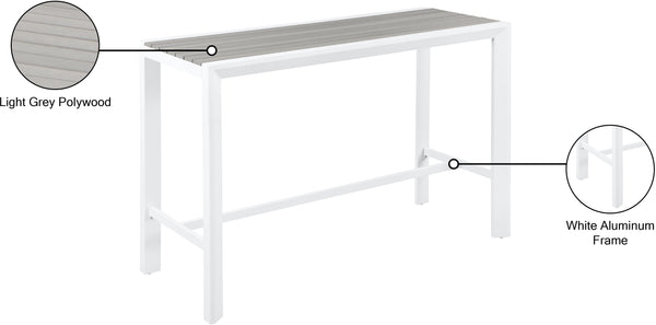 Nizuc Aluminum / Plastic Contemporary Grey Plastic Wood Accent Paneling Outdoor Patio Aluminum Rectangle Bar Table - 59.5" W x 23.5" D x 41.5" H