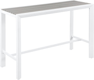 Nizuc Aluminum / Plastic Contemporary Grey Plastic Wood Accent Paneling Outdoor Patio Aluminum Rectangle Bar Table - 59.5" W x 23.5" D x 41.5" H