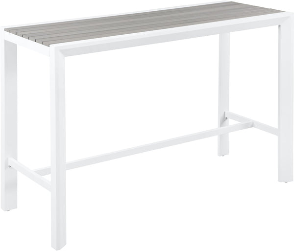 Nizuc Aluminum / Plastic Contemporary Grey Plastic Wood Accent Paneling Outdoor Patio Aluminum Rectangle Bar Table - 59.5" W x 23.5" D x 41.5" H