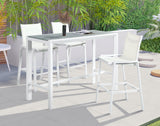 Nizuc Aluminum / Plastic Contemporary Grey Plastic Wood Accent Paneling Outdoor Patio Aluminum Rectangle Bar Table - 59.5" W x 23.5" D x 41.5" H